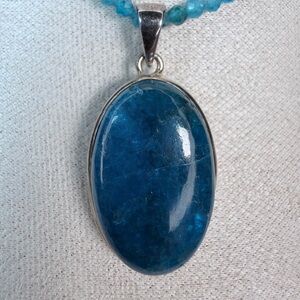 🩵 AAA Blue Apatite Pendant • Solid 925 • Madagascar • Extra Grade Quality
